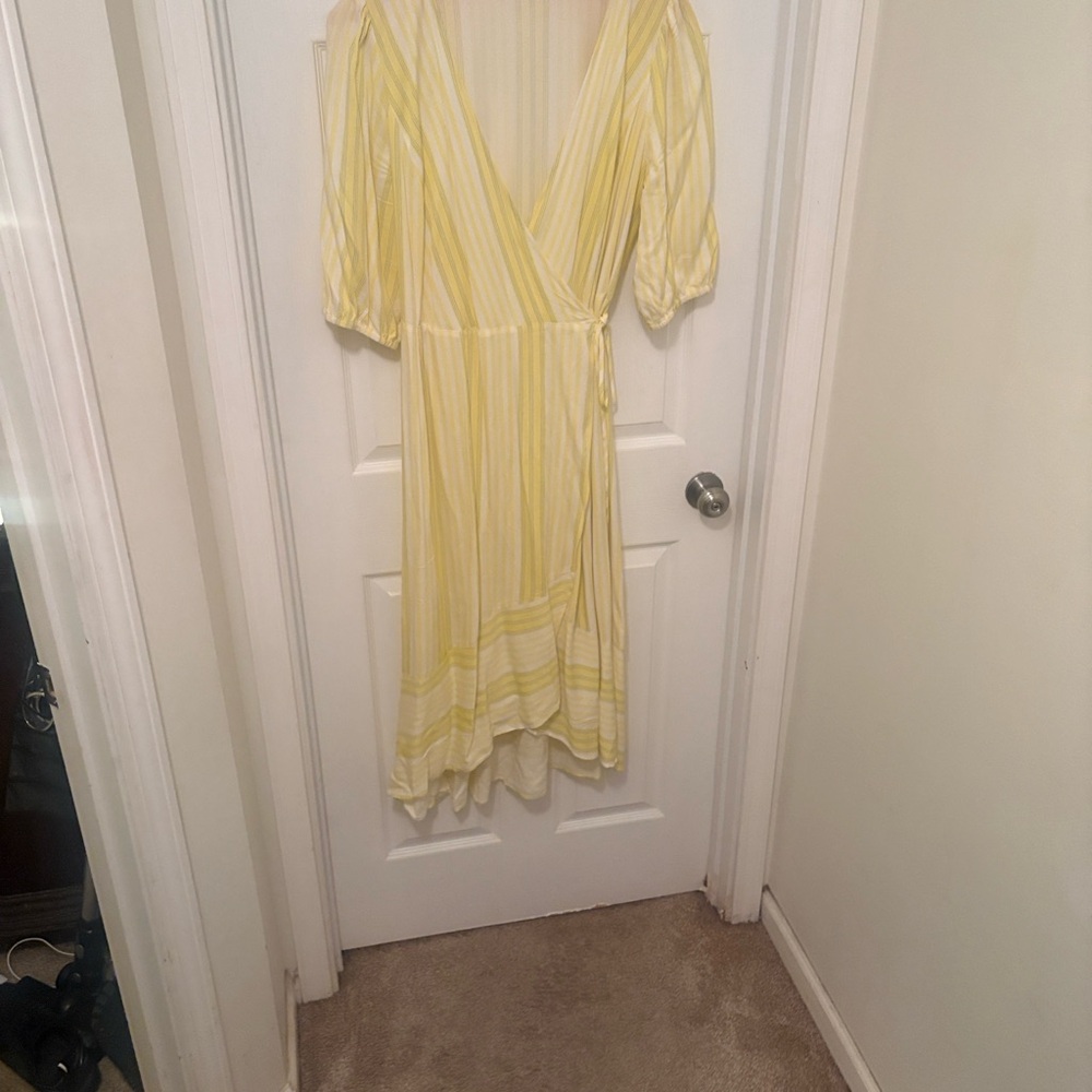 City Chic Yellow Striped Long Sleeve Dress